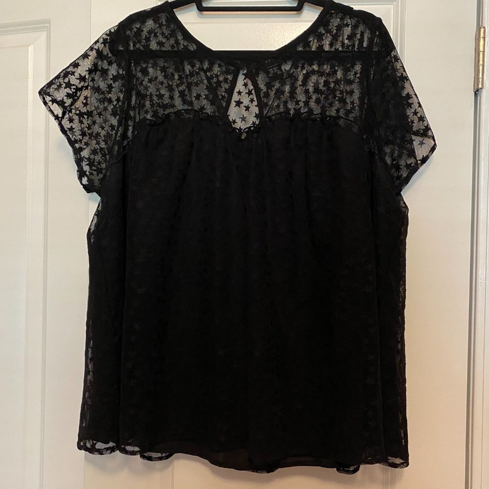 Torrid Black Star Mesh Blouse in size 1x